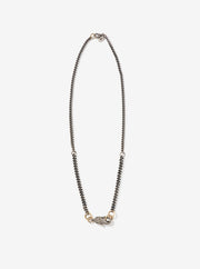 Mixed Curb Necklace with Pave Diamond Lobster Clasp