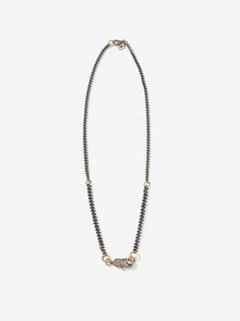Mixed Curb Necklace with Pave Diamond Lobster Clasp