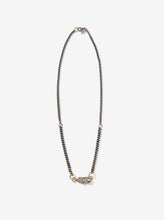 Load image into Gallery viewer, Sterling Silver Oxidized Mixed Curb Necklace with Pave Diamond Lobster Clasp-18&quot;