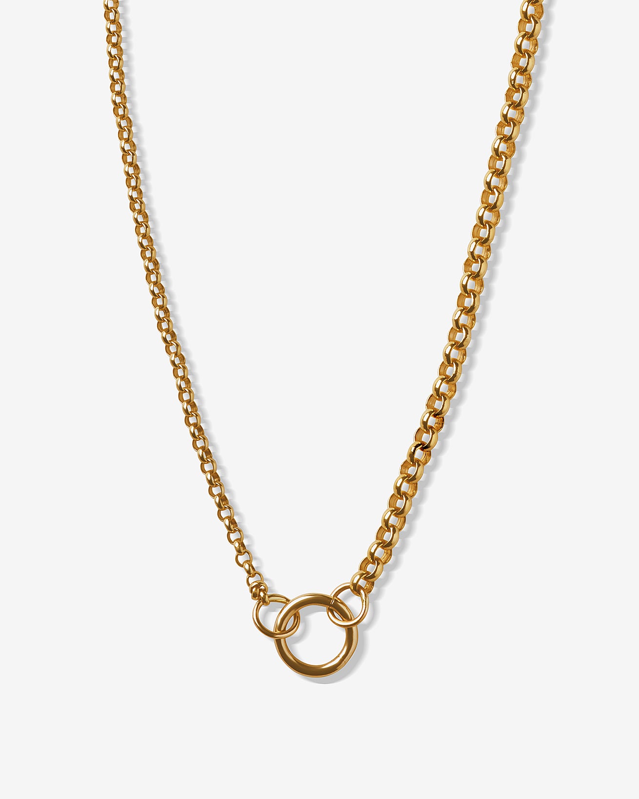 14K Gold Heavy Mixed Rolo Link Necklace with Connector Clasp