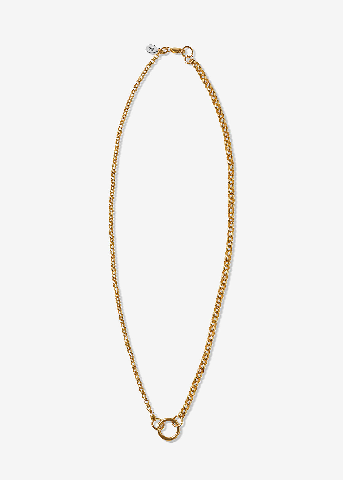 14K Gold Heavy Mixed Rolo Link Necklace with Connector Clasp