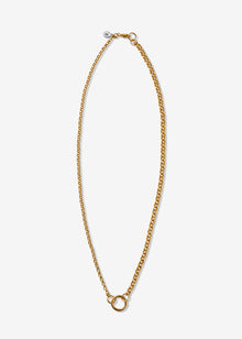 14K Gold Heavy Mixed Rolo Link Necklace with Connector Clasp