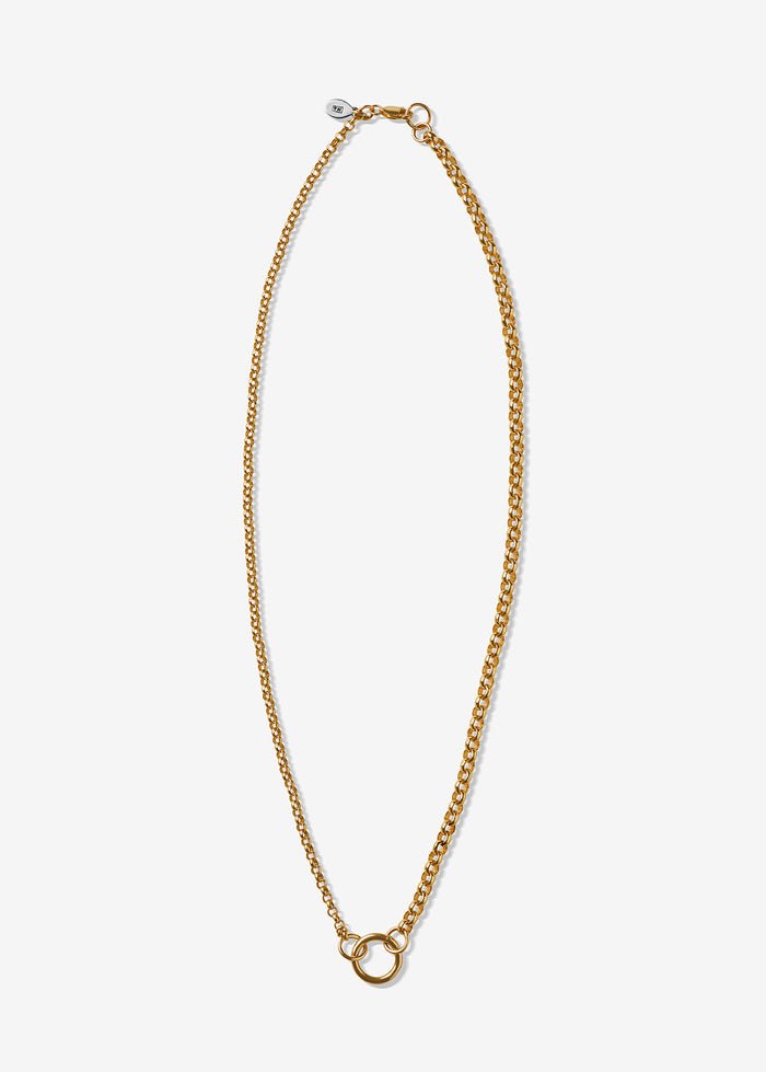 14K Gold Heavy Mixed Rolo Link Necklace with Connector Clasp