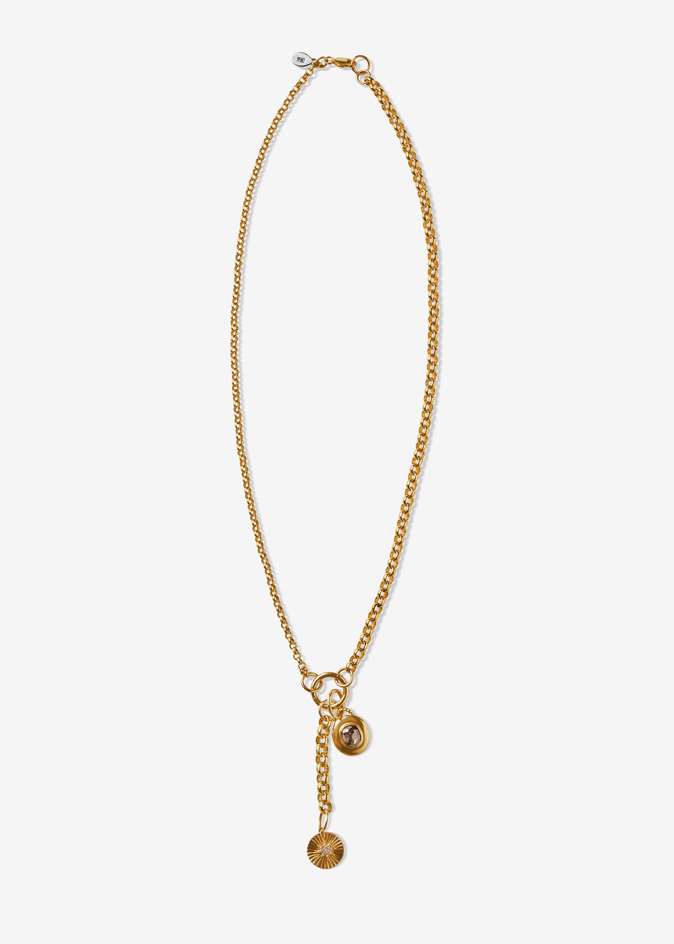 14K Gold Heavy Mixed Rolo Link Necklace with Connector Clasp
