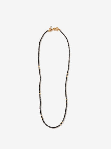 Hand-strung Black Diamond Necklace with 15 Gold Links and Ends