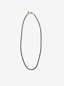 Hand-Strung Jet Ink Sapphire Necklace with Gold Links