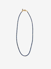 Load image into Gallery viewer, Hand-strung Jet Ink Sapphire Necklace with Gold Links