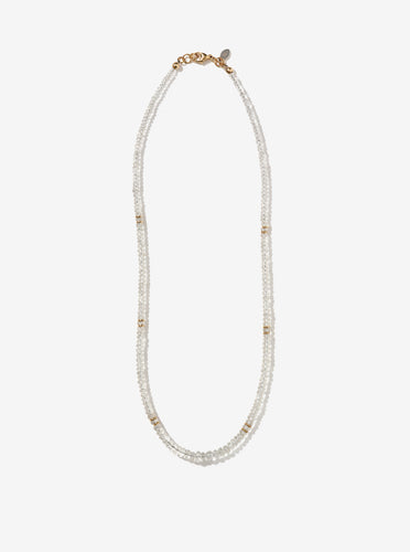 Hand-strung Crimp White Mexican Fire Opal Necklace