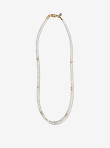 Hand-strung Crimp White Mexican Fire Opal Necklace