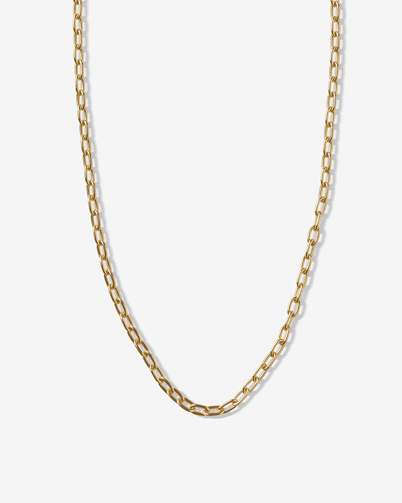 14K Gold Chunky Solid Oval Link Necklace