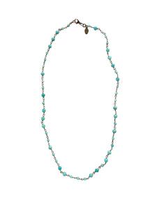AMAZONITE HAND STRUNG IN GOLD NECKLACE