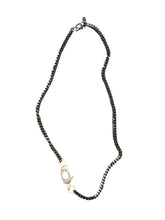 Load image into Gallery viewer, DARK CURB NECKLACE WITH PAVE DIAMOND LOBSTER CLASP