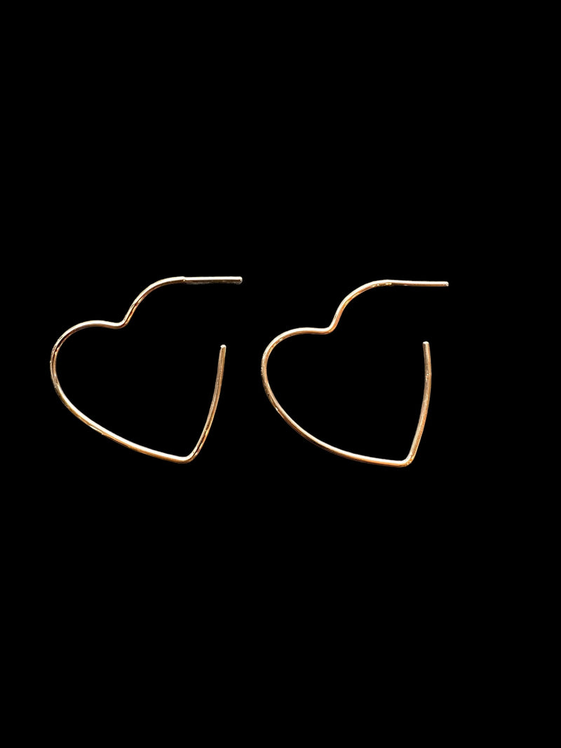 HEART HOOP EARRINGS- GOLD