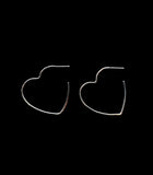 HEART HOOP EARRINGS- SILVER
