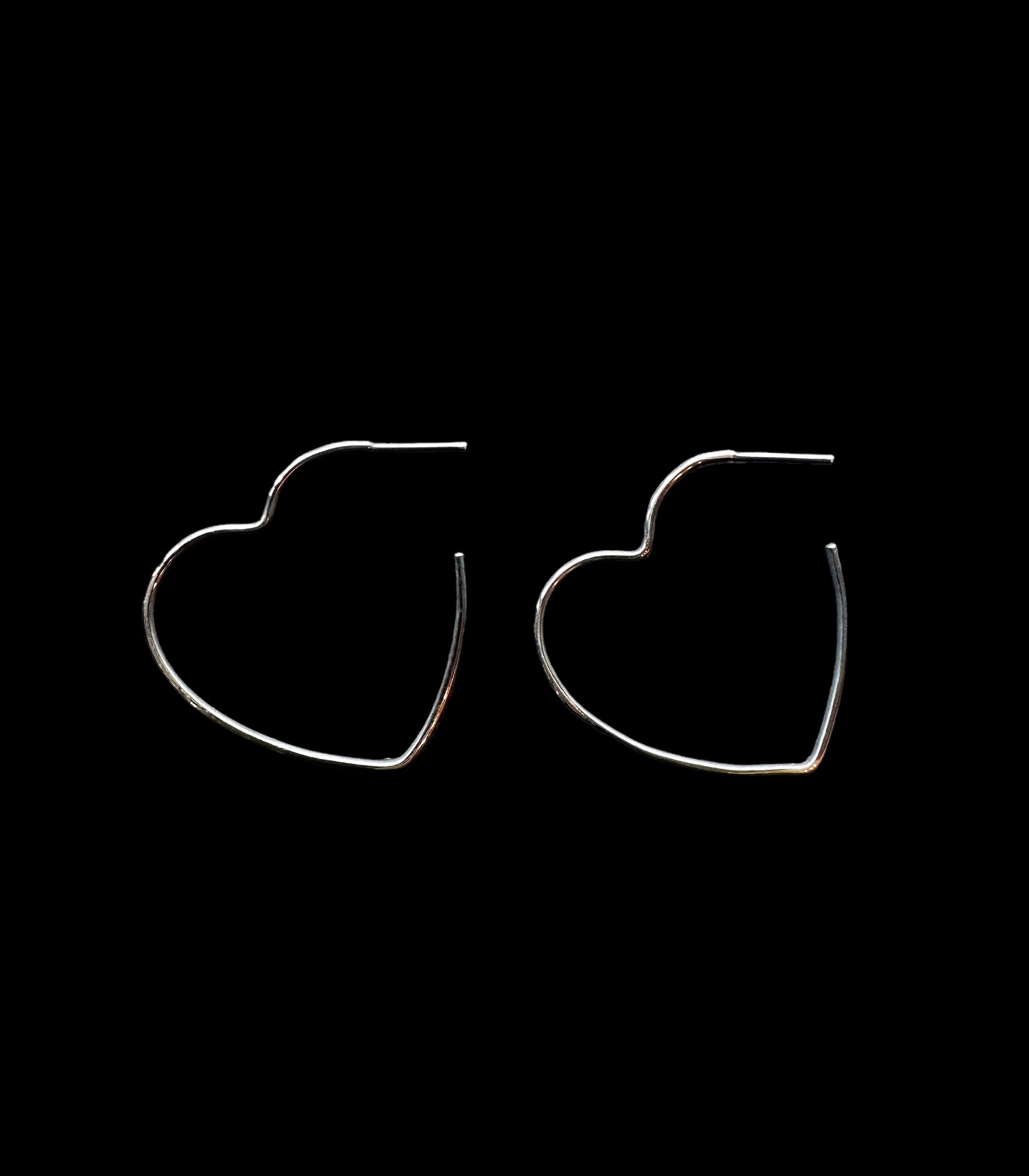 HEART HOOP EARRINGS- SILVER