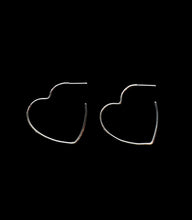 Load image into Gallery viewer, HEART HOOP EARRINGS- SILVER