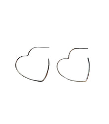 HEART HOOP EARRINGS- SILVER