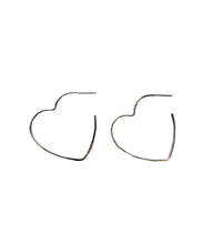 Load image into Gallery viewer, HEART HOOP EARRINGS- SILVER