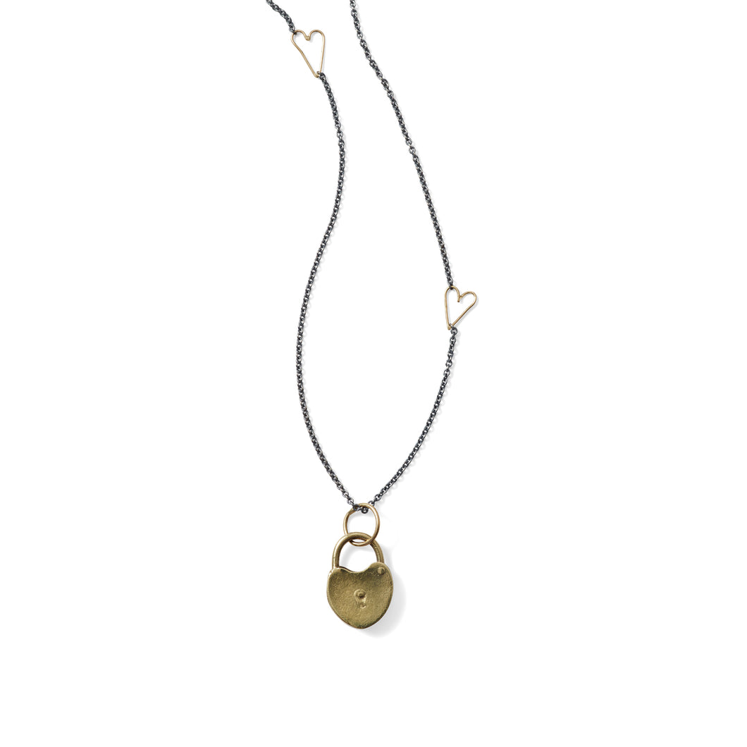 GOLDEN HEART LINK CABLE NECKLACE
