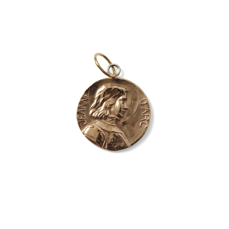 EXTRA LARGE JOAN OF ARC PENDANT- GOLD TONE