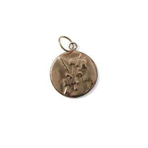EXTRA LARGE JOAN OF ARC PENDANT- GOLD TONE