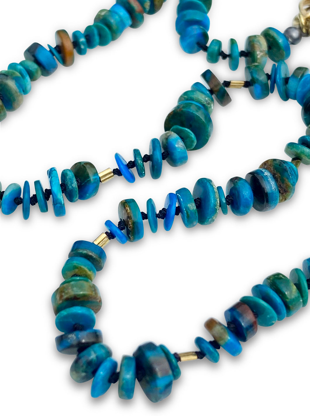 BLUE AUSTRALIAN OPAL HAND KNOTTED NECKLACE