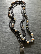 Load image into Gallery viewer, BLACKENED CURB NECKLACE WITH 18K GOLD LINK