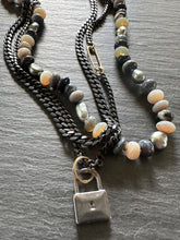 Load image into Gallery viewer, BLACKENED CURB NECKLACE WITH 14K GOLD LINK