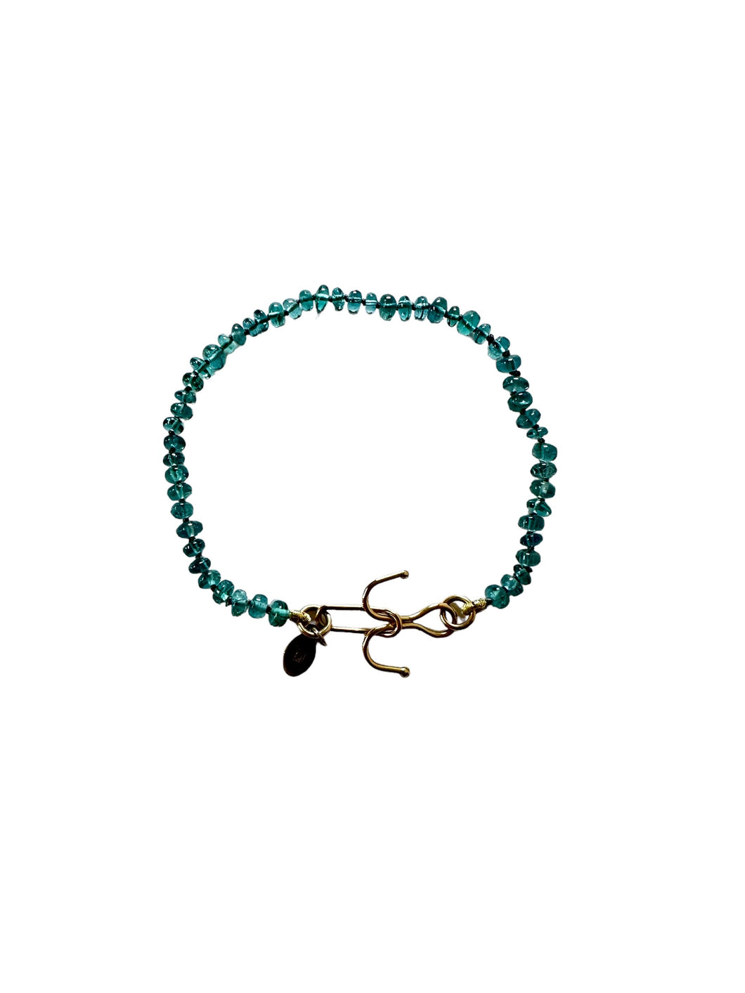 LIGHT BLUE TOURMALINE BRACELET WITH GOLD CLASP