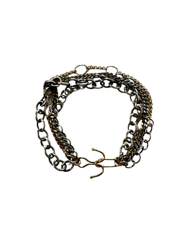 CHUNKY MIXED LINKS BRACELET WITH GOLD OVAL LINKS