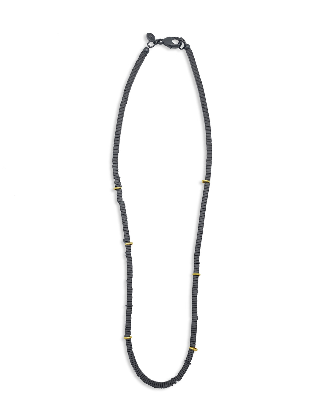 SLICED HEMATITE NECKLACE WITH GOLD LINKS