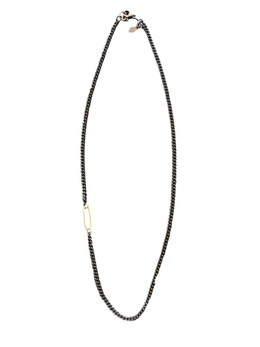 BLACKENED CURB NECKLACE WITH 14K GOLD LINK