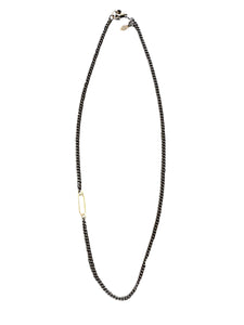 BLACKENED CURB NECKLACE WITH 14K GOLD LINK