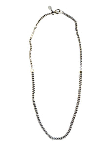 MIXED METAL CURB NECKLACE WITH GOLD LINKS